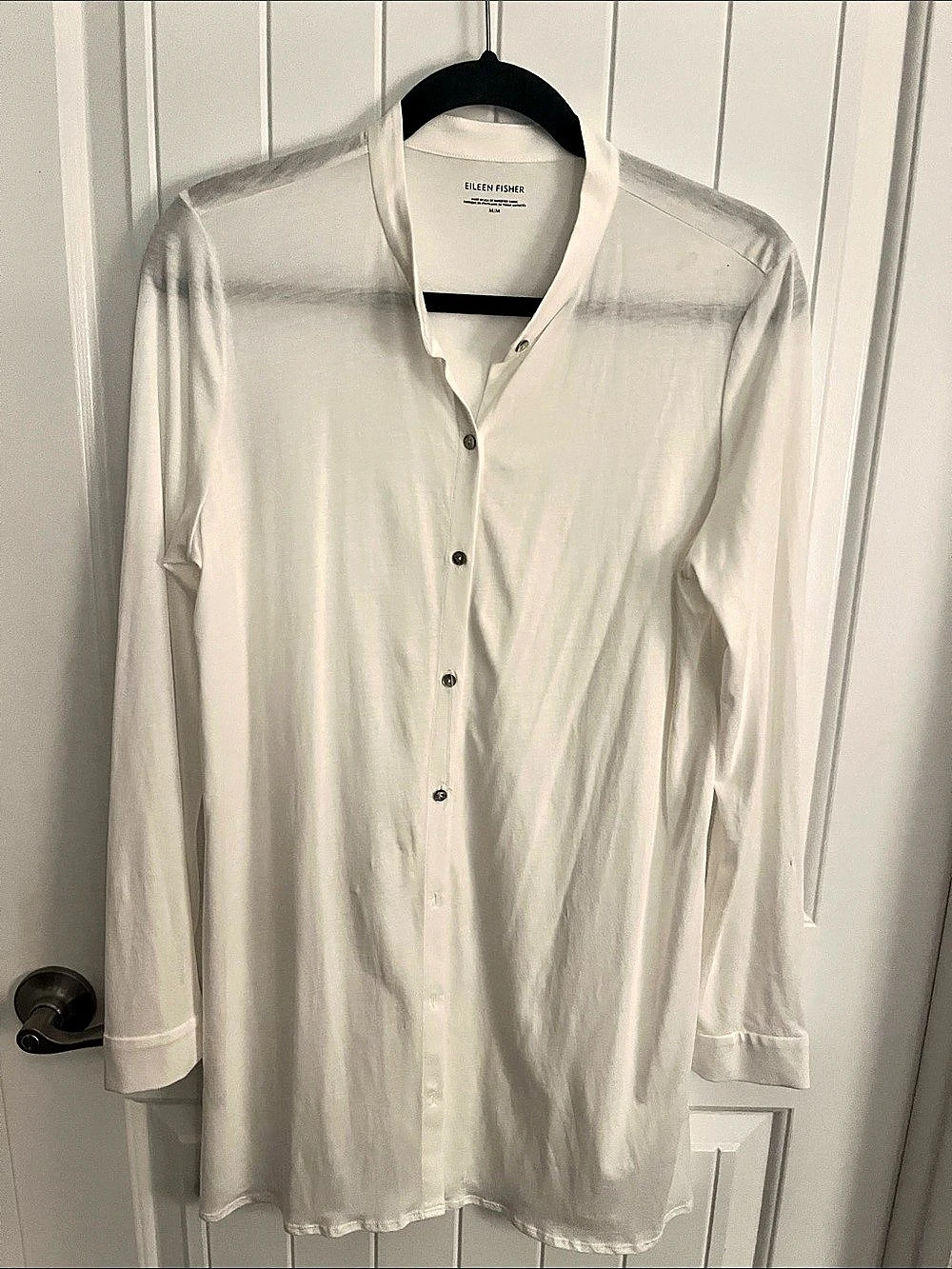Eileen Fisher Button Down Shirt in White Size Medium Like New